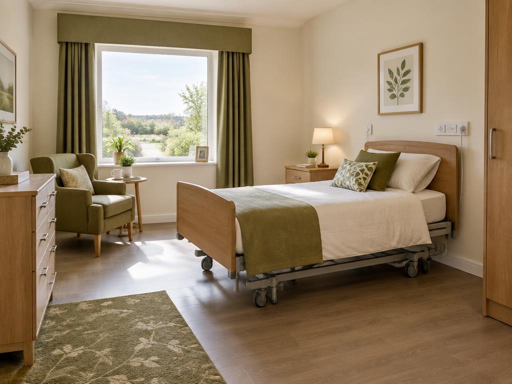 Habitación privada con cama ajustable y luz natural